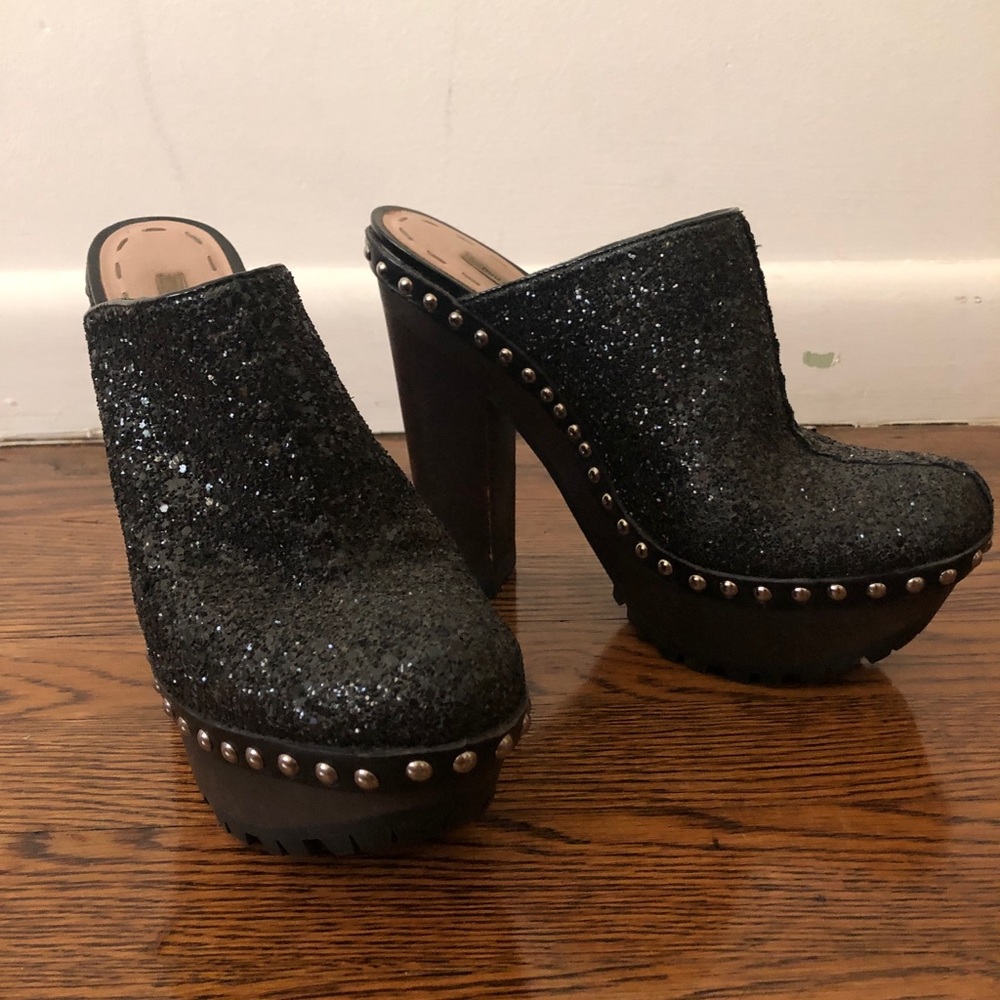 Miu Miu Sparkle Clog Platforms - image 1